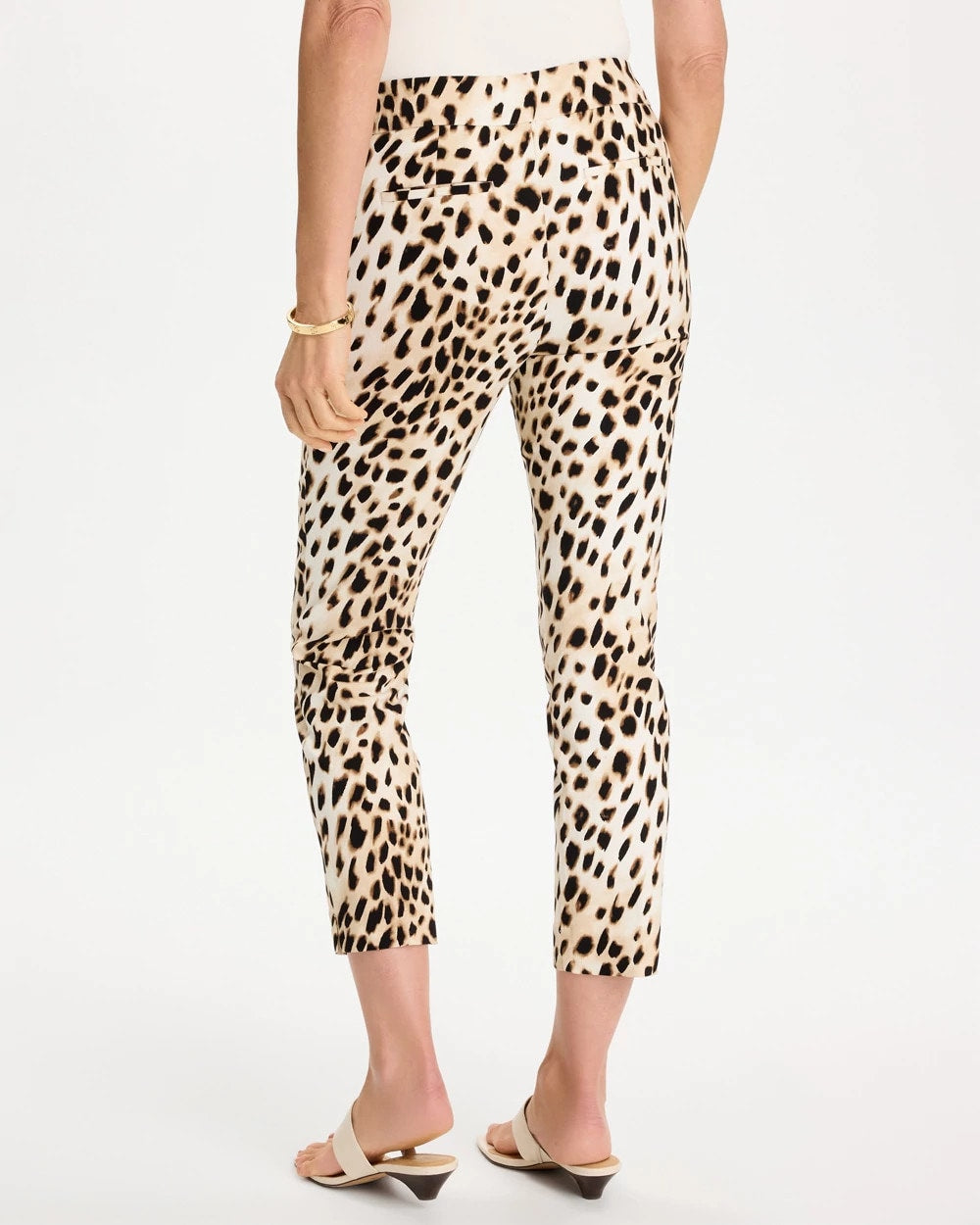 Chico's | Animal Print Brigitte™ Slim Pull-On Crop Pant/ Black