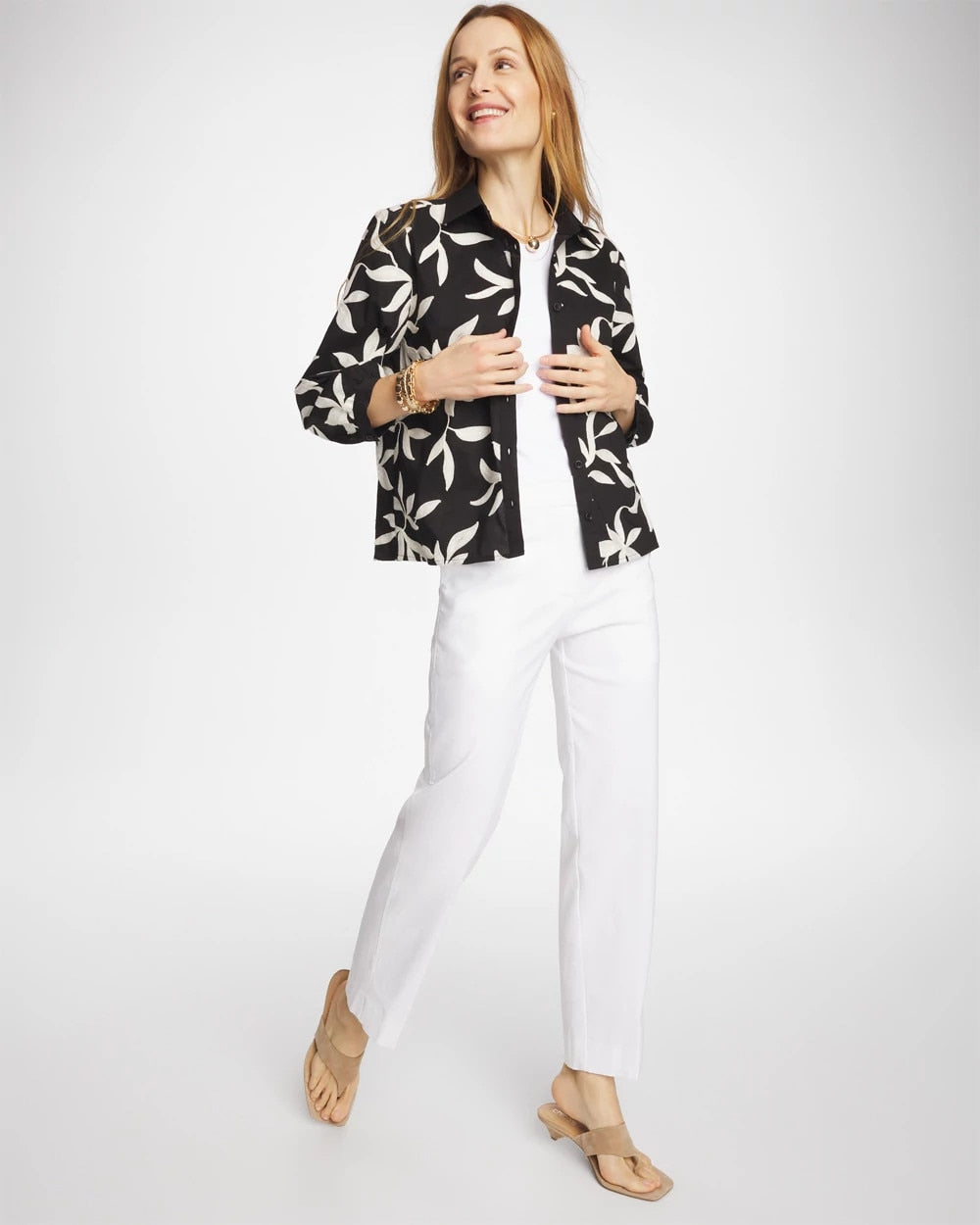 Chico's | Emme Fly Front Straight Crop Pants/ Alabaster