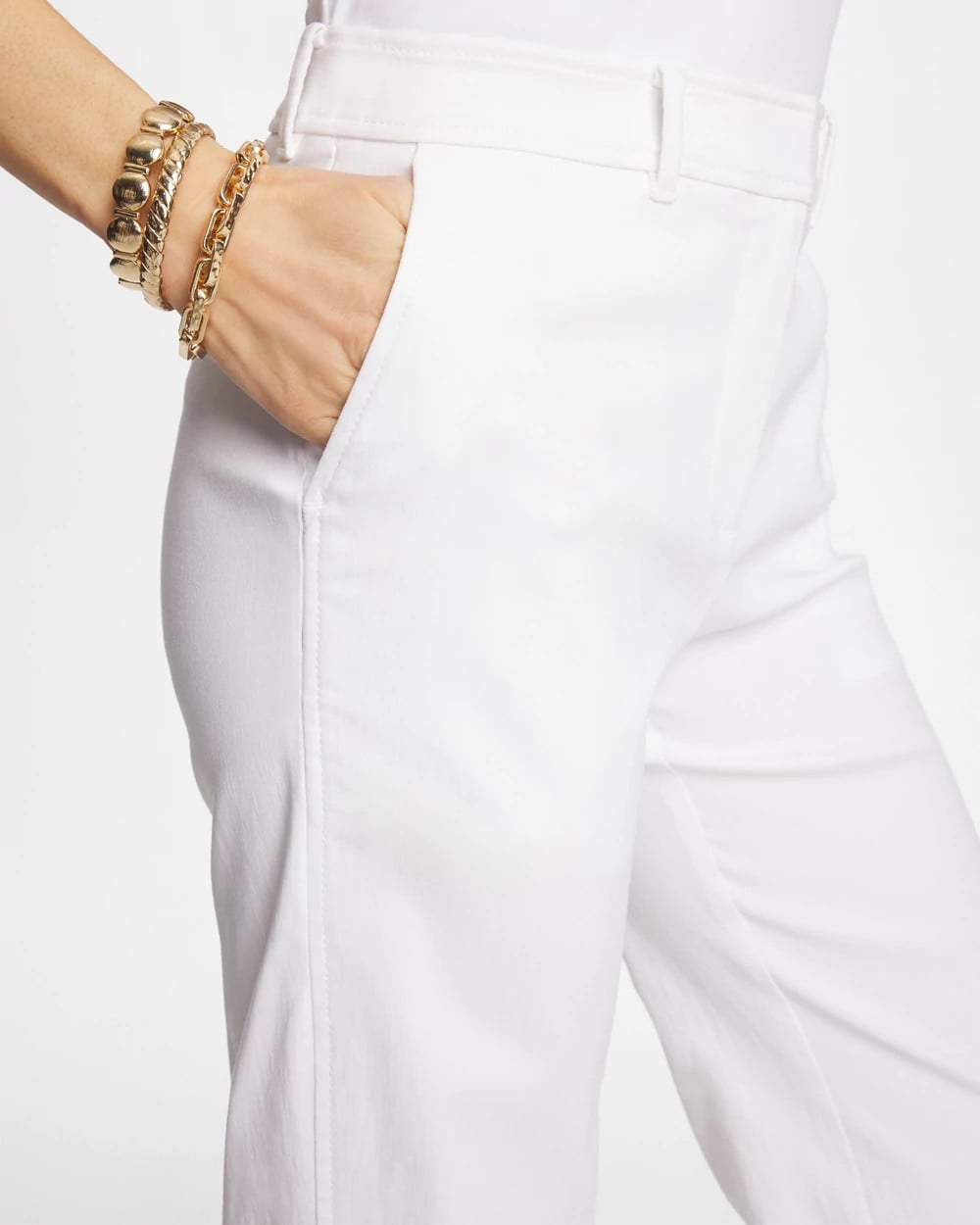 Chico's | Emme Fly Front Straight Crop Pants/ Alabaster