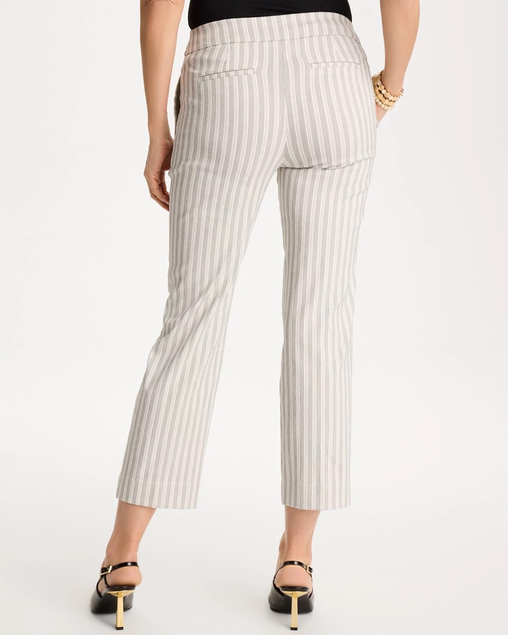 Chico's | Striped Straight Crop Pant/ Black
