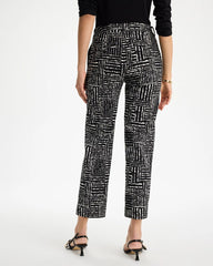 Chico's | Emme Fly Front Straight Printed Crop Pants/ Black