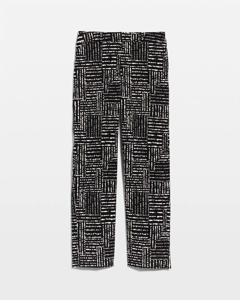 Chico's | Emme Fly Front Straight Printed Crop Pants/ Black