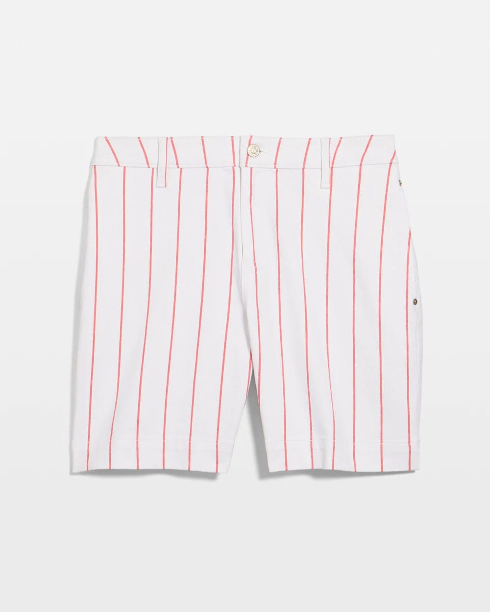 Chico's | Striped Rivet Denim Trouser Shorts/ Calypso Coral