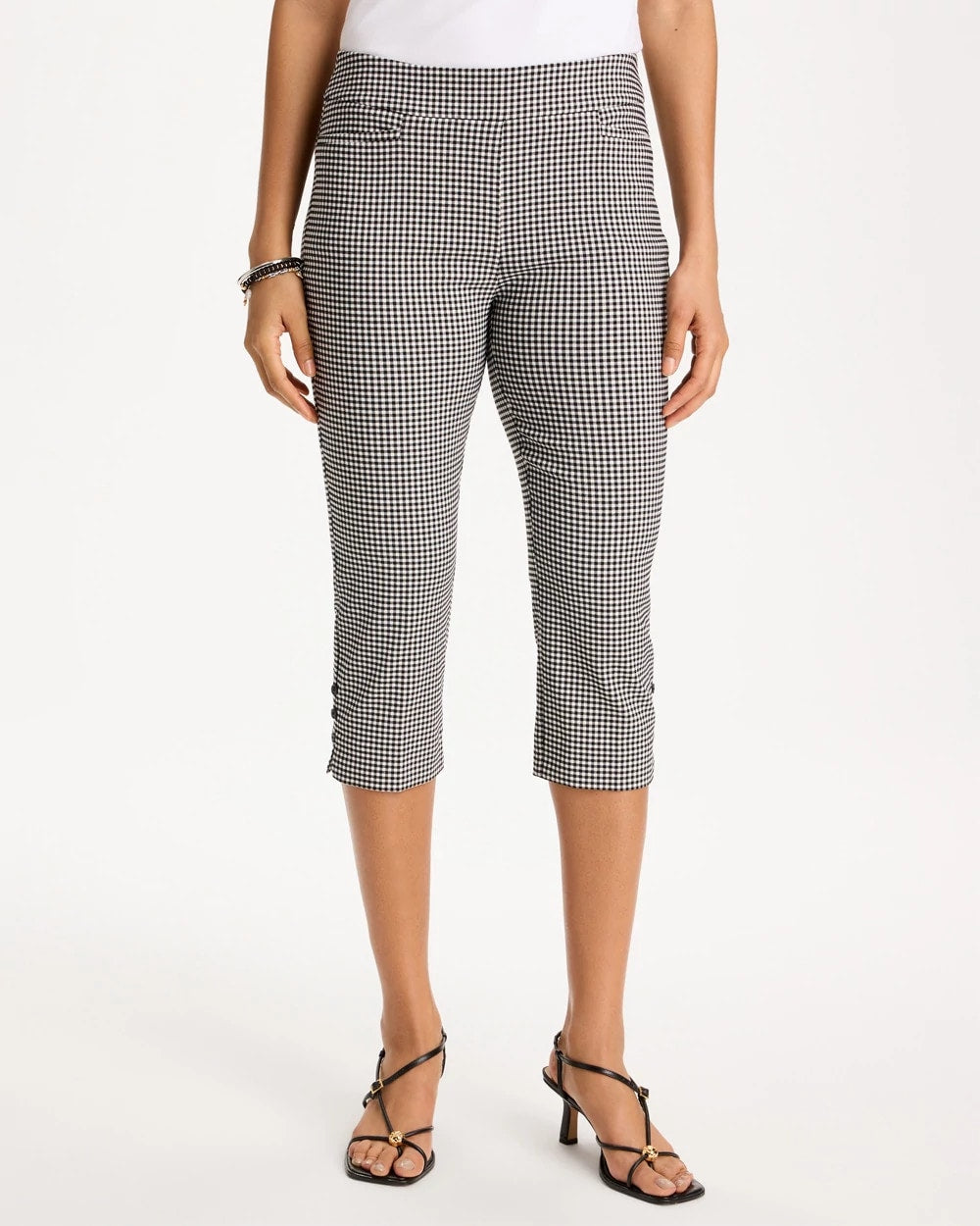 Chico's | Brigitte™ Slim Gingham Pull-On Capri Pant/ Black