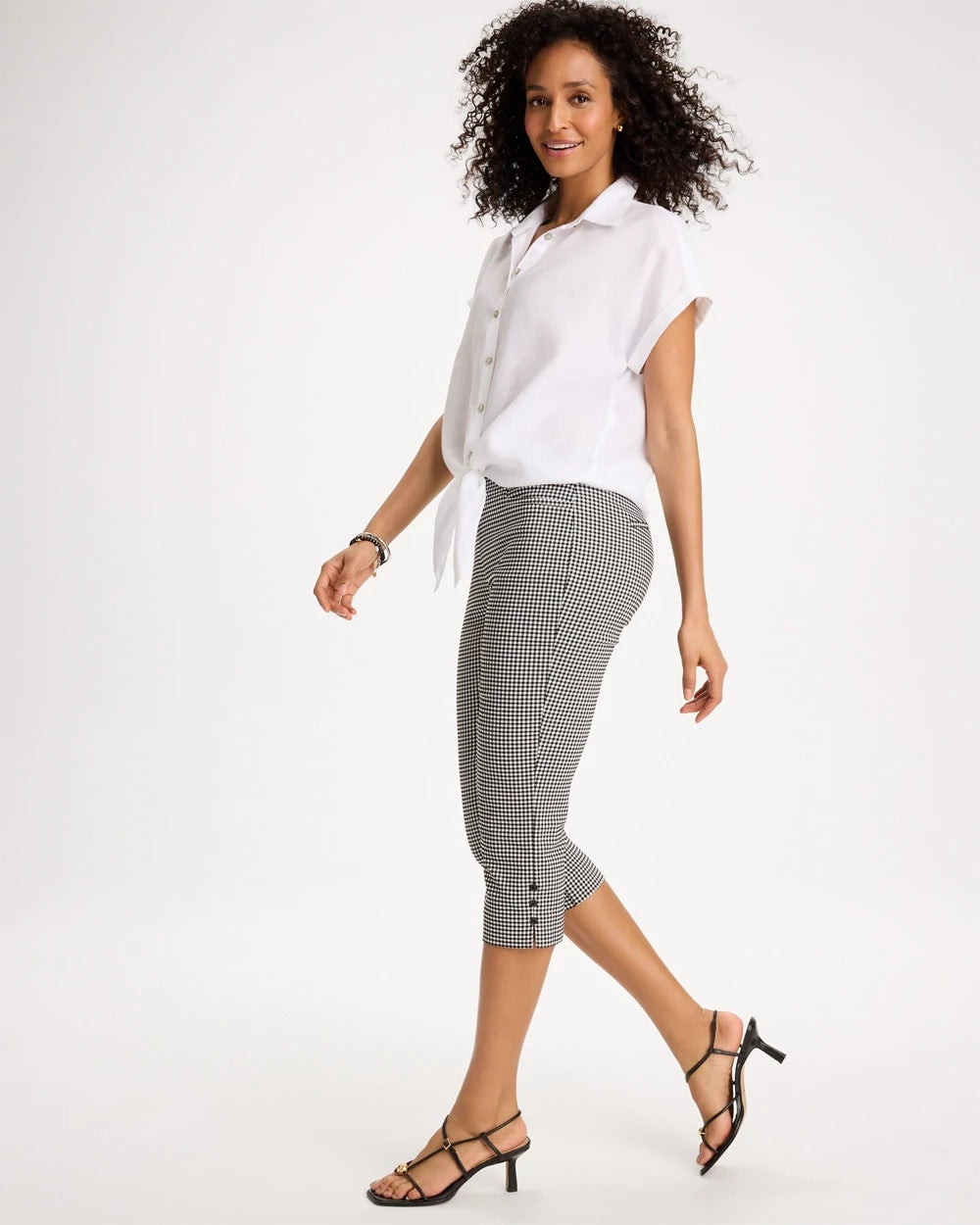Chico's | Brigitte™ Slim Gingham Pull-On Capri Pant/ Black