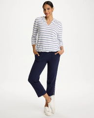 Chico's | Zenergy® Jersey Striped Crop Pants/ Passport Blue