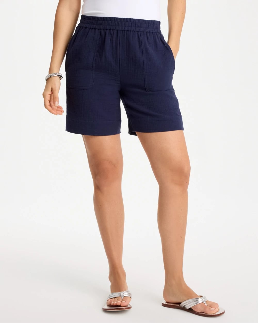 Chico's | Gauze Cotton Shorts/ Passport Blue
