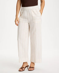 Chico's | Pinstriped Linen-Cotton Crop Pant/ Natural