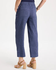Chico's | Pinstripe Soft-Stretch Linen Crop Pant/ Navy