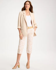 Chico's | Animal Print Emme Sateen Straight Capri Pants/ Mocha Mousse