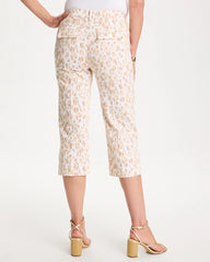 Chico's | Animal Print Emme Sateen Straight Capri Pants/ Mocha Mousse