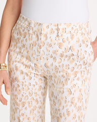 Chico's | Animal Print Emme Sateen Straight Capri Pants/ Mocha Mousse