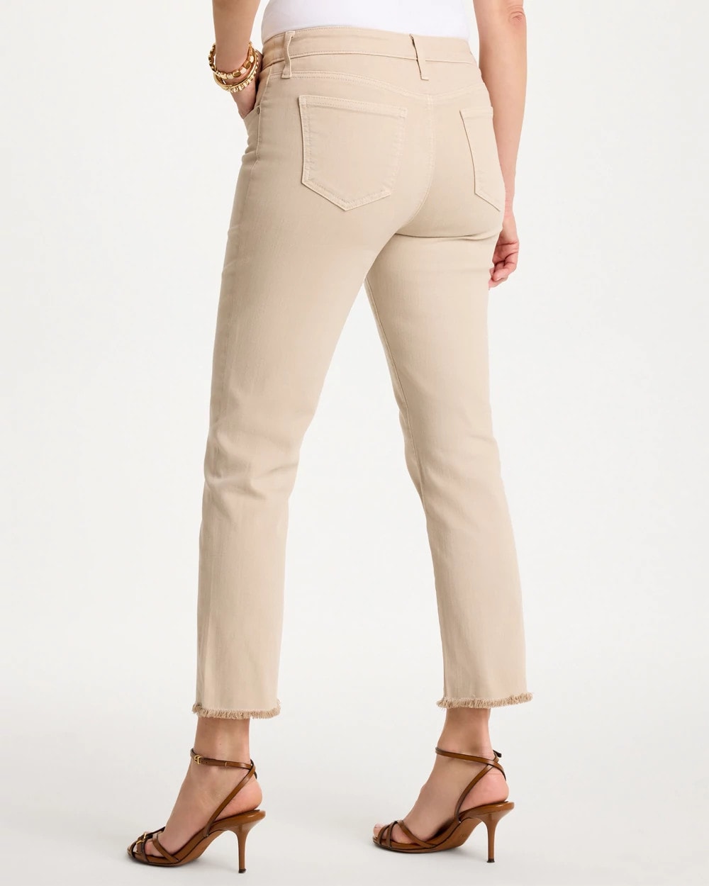 Chico's | Girlfriend Slim Frayed Crop Jeans/ Smokey Taupe