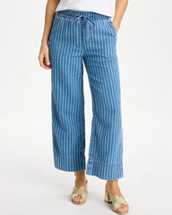 Chico's | Gauze Striped Wide Crop Jean/ Blue Stripe