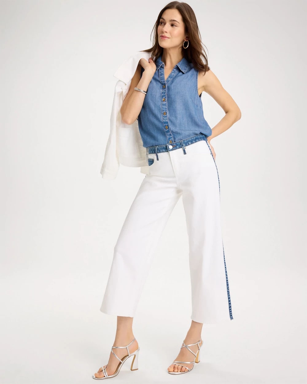 Chico's | Girlfriend Straight Colorblock Jeans/ Alabaster