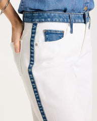 Chico's | Girlfriend Straight Colorblock Jeans/ Alabaster