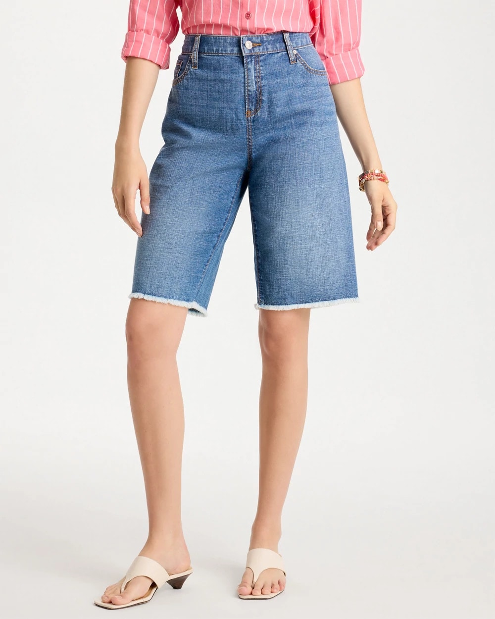 Chico's | Boyfriend Frayed Jean Shorts/ Aquaria Indigo