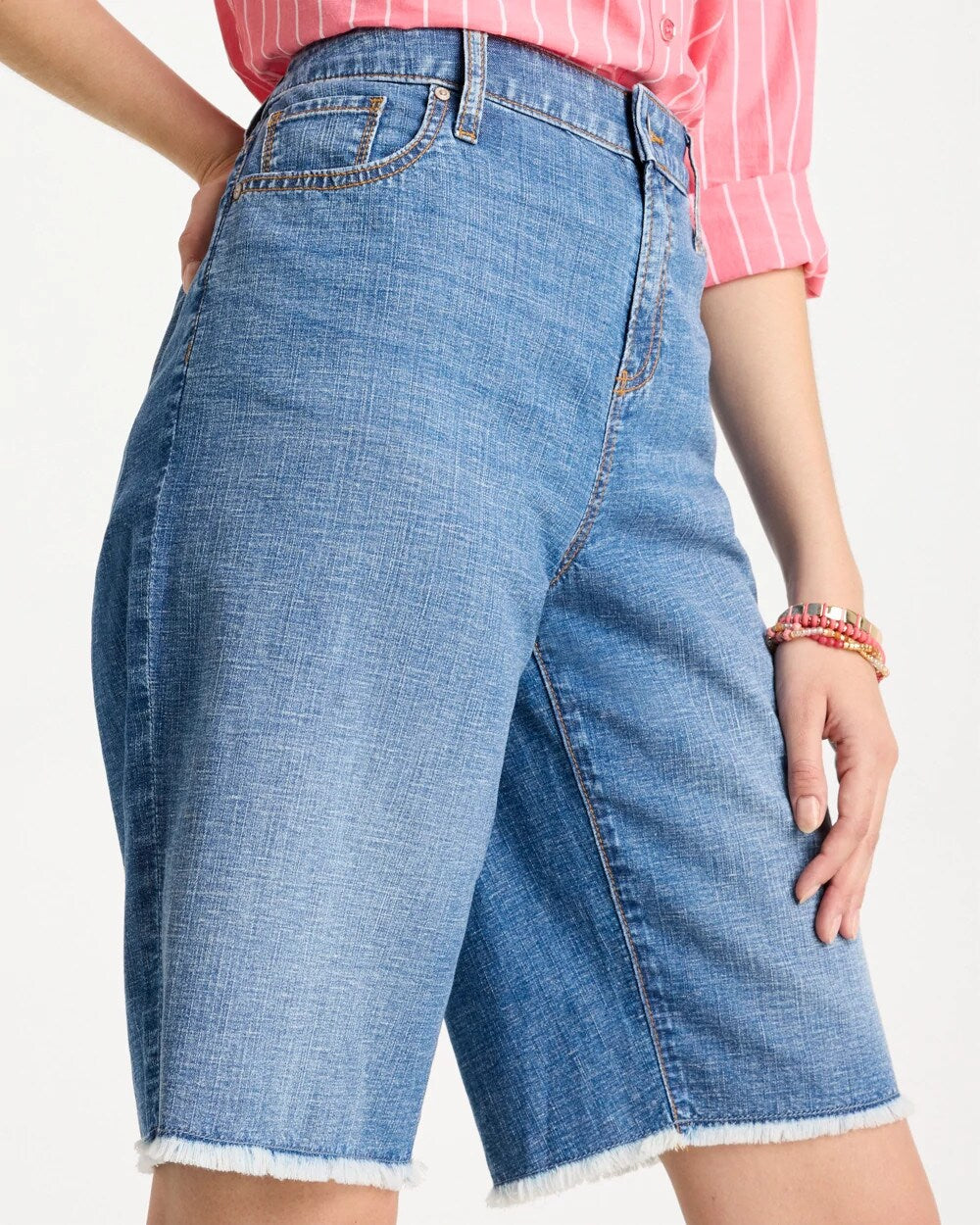 Chico's | Boyfriend Frayed Jean Shorts/ Aquaria Indigo