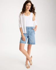 Chico's | Pull-On Scallop Button Jean Shorts/ Blue Jay Indigo