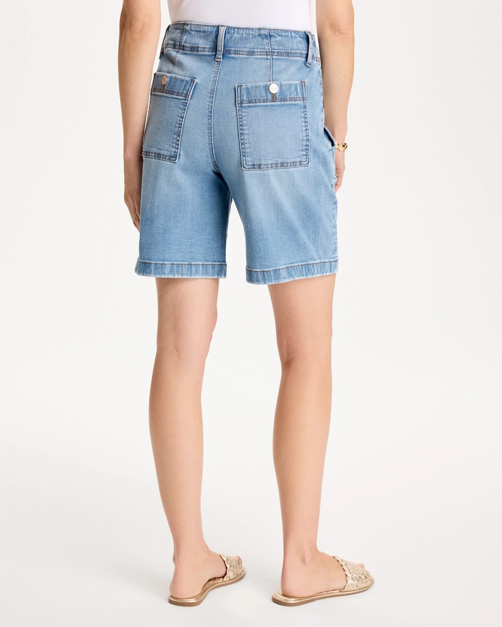 Chico's | Pull-On Scallop Button Jean Shorts/ Blue Jay Indigo