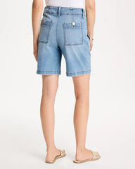 Chico's | Pull-On Scallop Button Jean Shorts/ Blue Jay Indigo