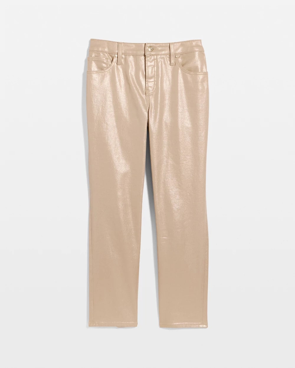 Chico's | Girlfriend Slim Coated Crop Jeans/ Gold Foil Coated