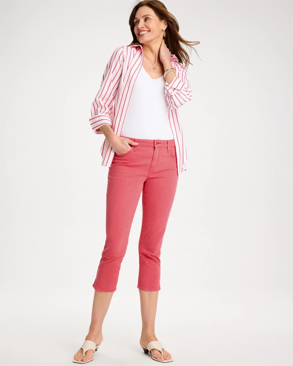 Chico's | Girlfriend Slim Capri Jeans/ Calypso Coral