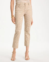 Chico's | Animal Print Girlfriend Slim Cropped Jeans/ Classic Animal