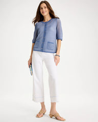Chico's | Pull-On Wide-Leg White Crop Jeans/ Alabaster
