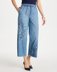 Chico's | Embellished Ultra Lightweight Crop Jeans/ Caressa Indigo