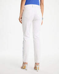 Chico's | Embroidered Girlfriend Slim Ankle Jeans/ Alabaster