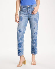 Chico's | Embellished Girlfriend Crop Jean/ Underwater Indigo