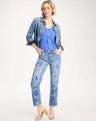 Chico's | Embellished Girlfriend Crop Jean/ Underwater Indigo