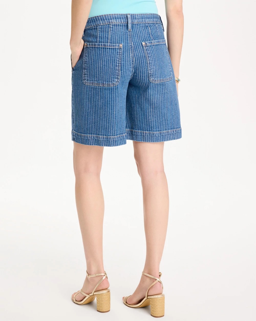 Chico's | Striped Denim Trouser Shorts/ Indigo