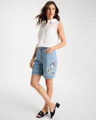 Chico's | Embellished Lightweight Jean Shorts/ Graciela Indigo