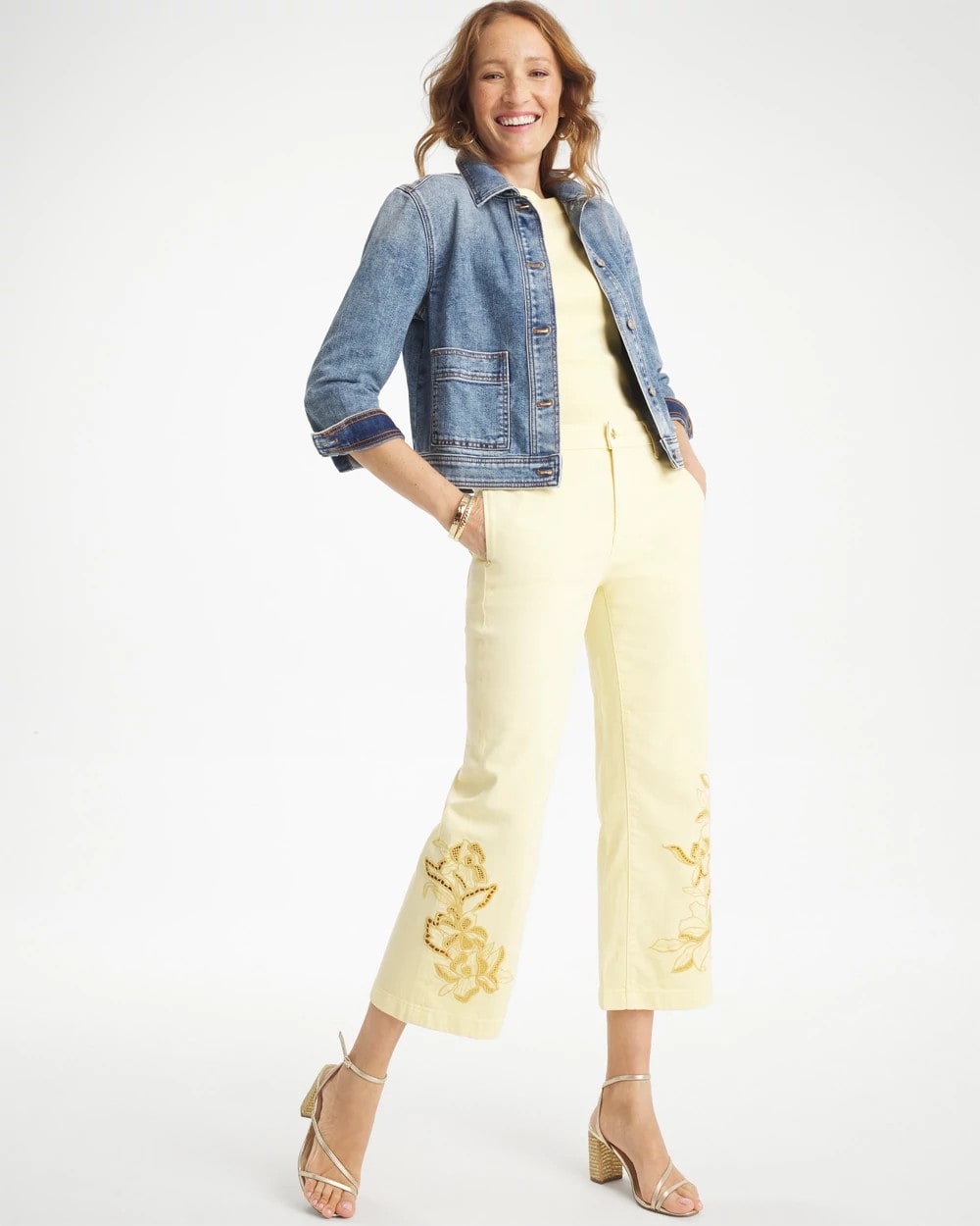 Chico's | Trouser Cutwork Crop Jeans/ Golden Haze