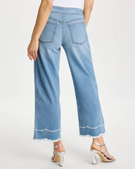 Chico's | Scallop Pull-On Wide-Leg Crop Jeans/ Blue Jay Indigo
