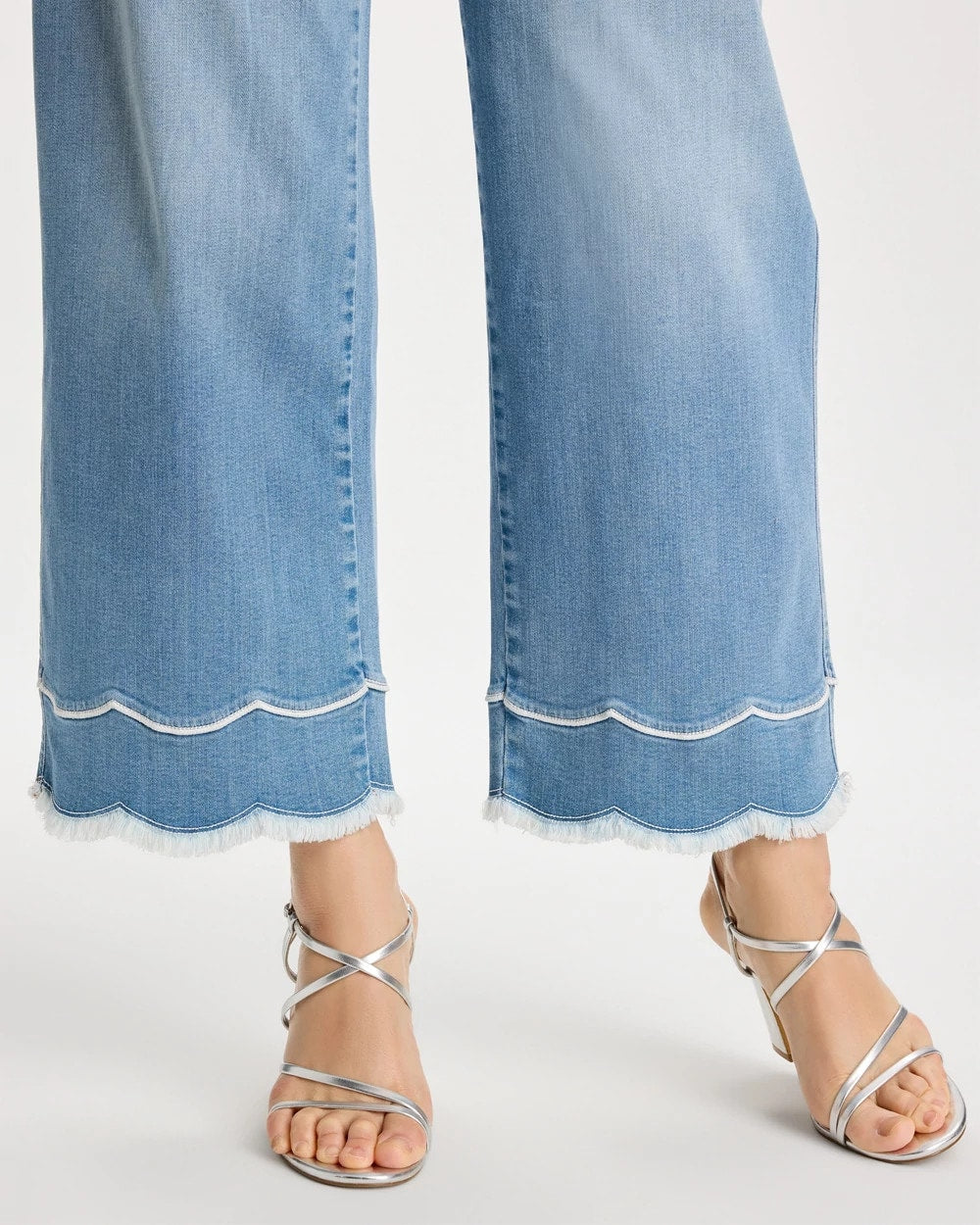 Chico's | Scallop Pull-On Wide-Leg Crop Jeans/ Blue Jay Indigo