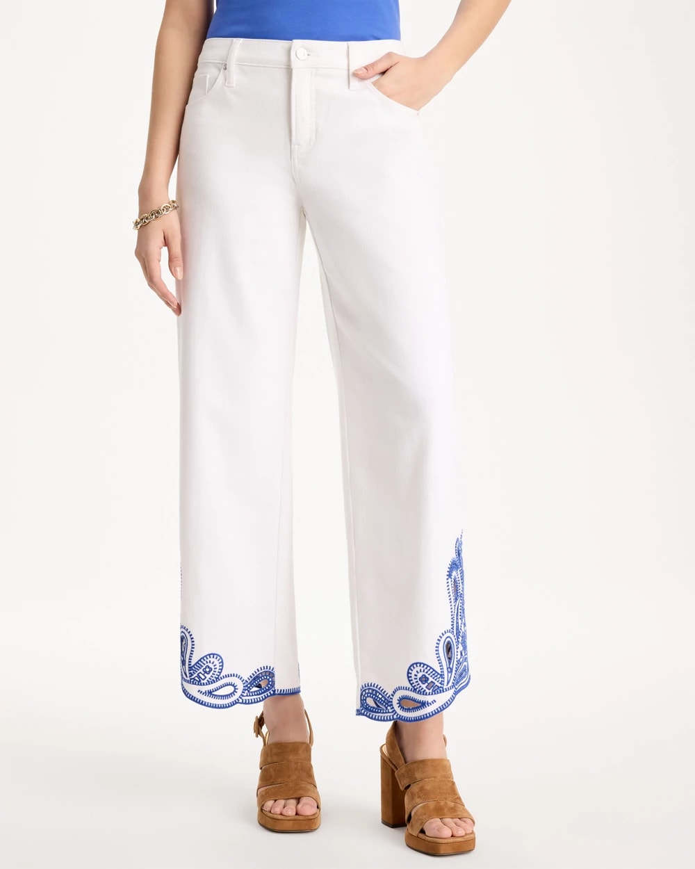 Chico's | Girlfriend Wide-Leg Cutout Crop Jean/ Alabaster