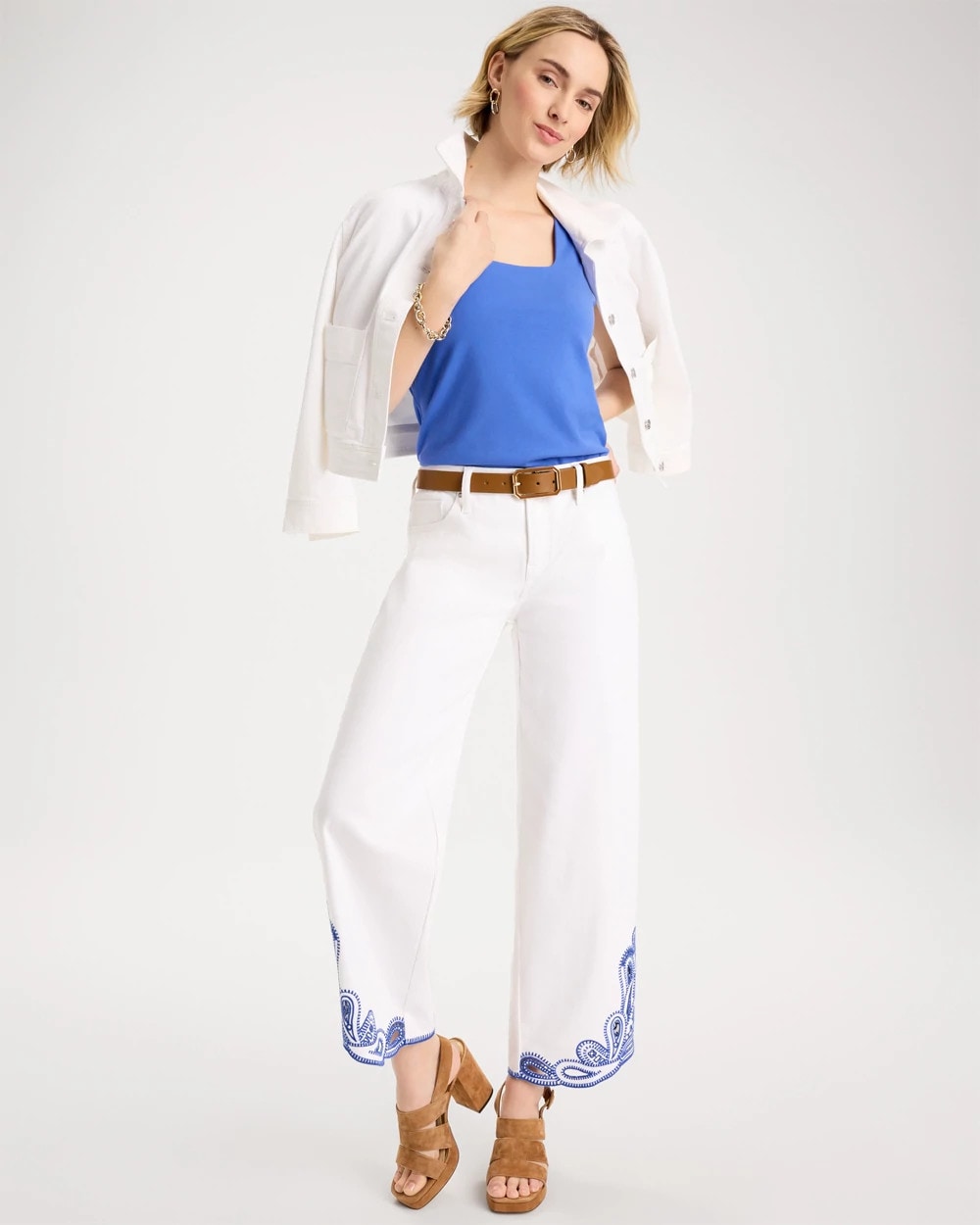 Chico's | Girlfriend Wide-Leg Cutout Crop Jean/ Alabaster