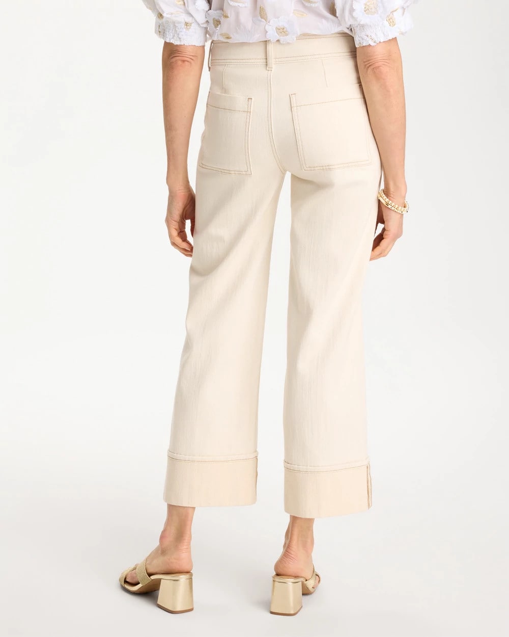 Chico's | Pintuck Cuffed Cropped Jeans/ Neutral