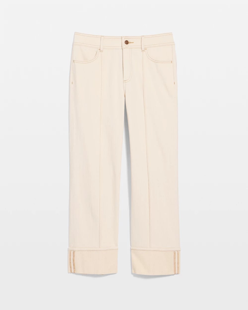 Chico's | Pintuck Cuffed Cropped Jeans/ Neutral