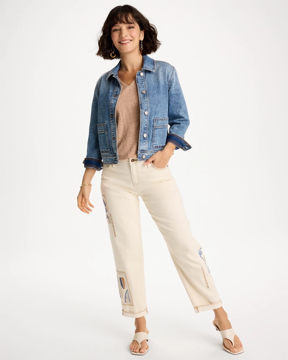 Chico's | Patchwork Relaxed Boyfriend Jean/ Natural Seeded