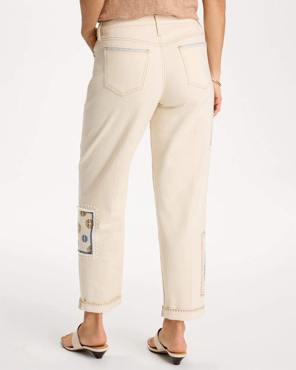 Chico's | Patchwork Relaxed Boyfriend Jean/ Natural Seeded