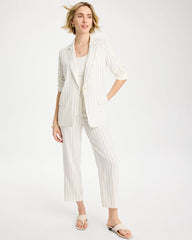 Chico's | Linen-Blend Striped Boyfriend Blazer/ Ecru