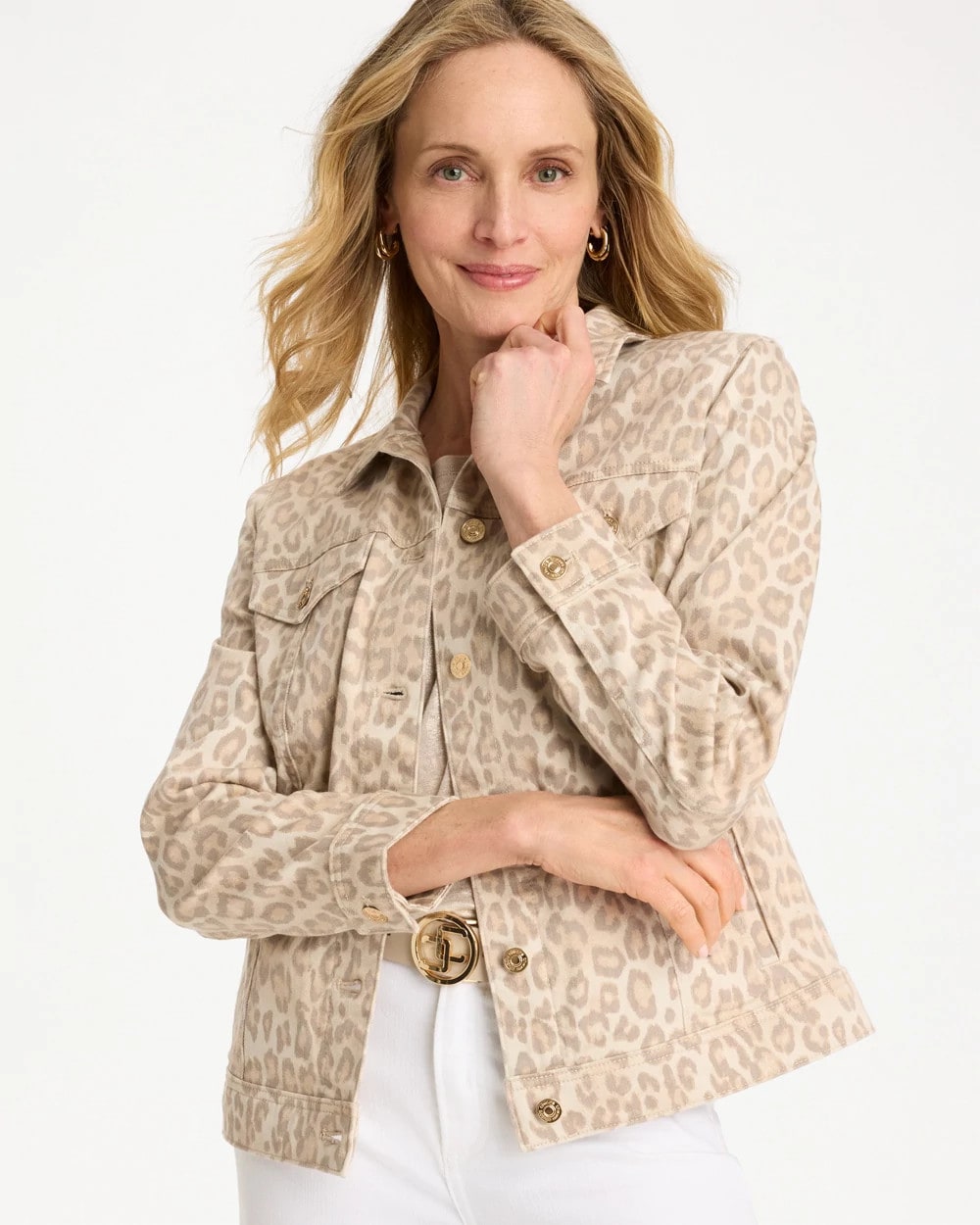 Chico's | Denim Leopard Print Jacket/ Classic Animal