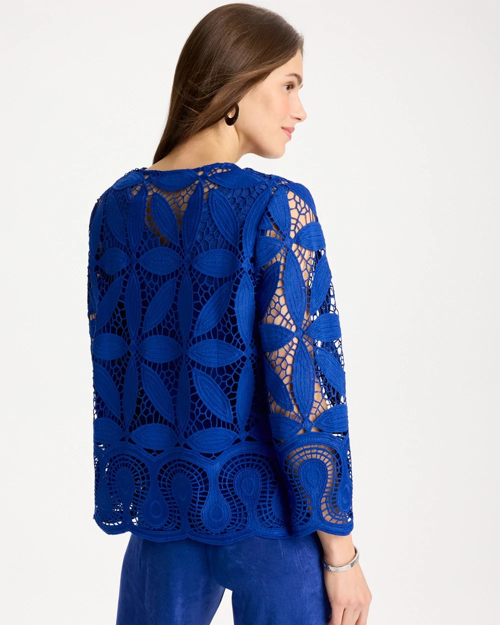 Chico's | Travelers™ Collection Macramé Lace Jacket/ Rich Cobalt
