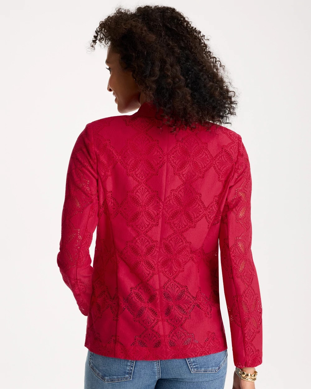 Chico's | Lace Cutwork Blazer/ Cherry Lush