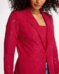 Chico's | Lace Cutwork Blazer/ Cherry Lush