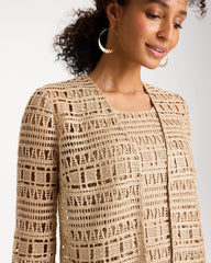 Chico's | Travelers™ Metallic Crochet Cardigan/ Gold